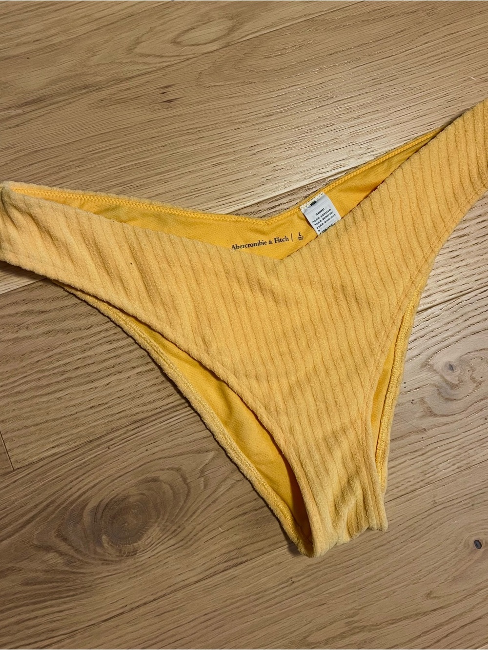 Abercrombie and Fitch yellow terry bikini bottom, size L